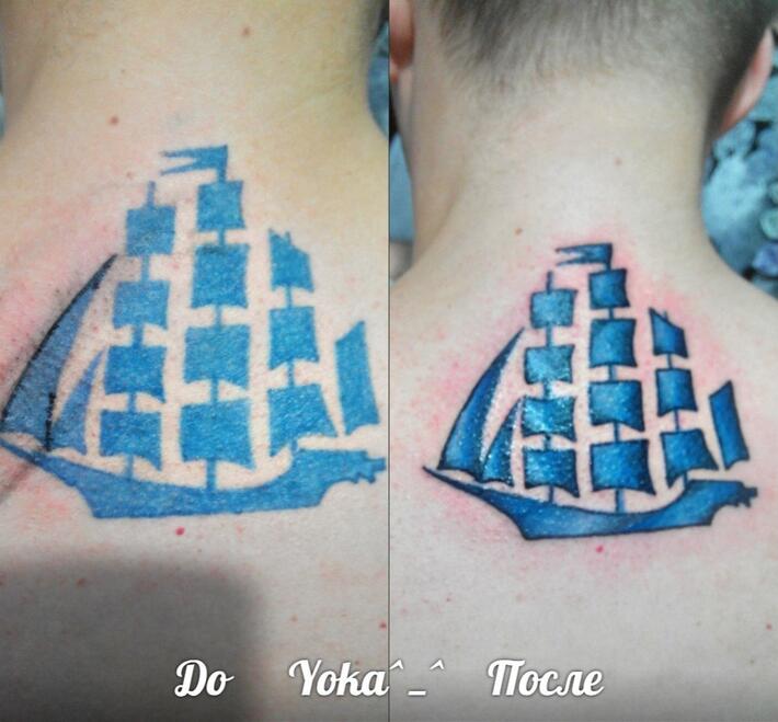 Фото тату Тату корабли на спине