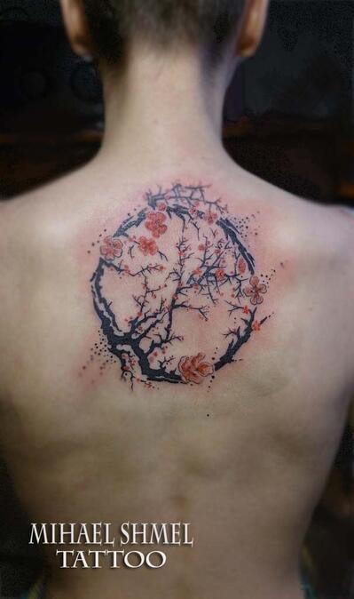 Tatu sakura na spine