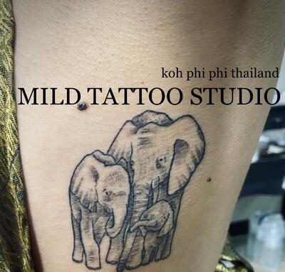 Elephant tattoo bamboo tattoo 