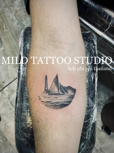 Ship tattoo bamboo tattoo Thai