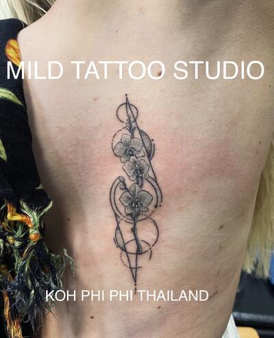 Geometric tattoo bamboo tattoo