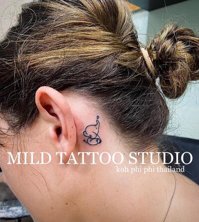 Elephant tattoo bamboo tattoo 