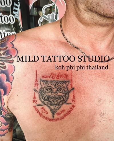 Tiger tattoo bamboo tattoo Tha