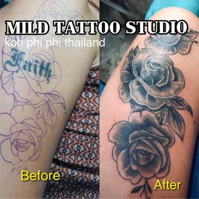 Coverup tattoo bamboo tattoo T